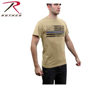 US Thin Blue Line Desert Sand T-Shirt #3960