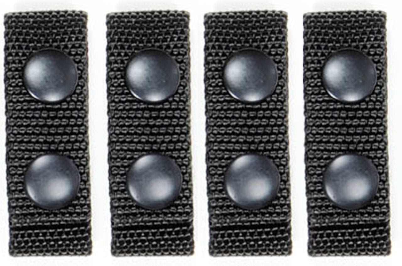 Ballistic Standard Belt Keepers, 7/8", Fits: 2.5"W Duty Belt, Black, Black Snaps